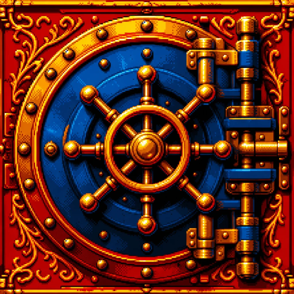 Pixel-art vault door symbolising secure casino payments
